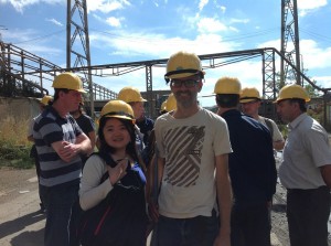 Twinning participants Pieter Jansen (Both ENDS) and Chen Yu (Green Watershed) visit one of the two power plants outside Pristina financed by the World Bank and a nearby affected village 